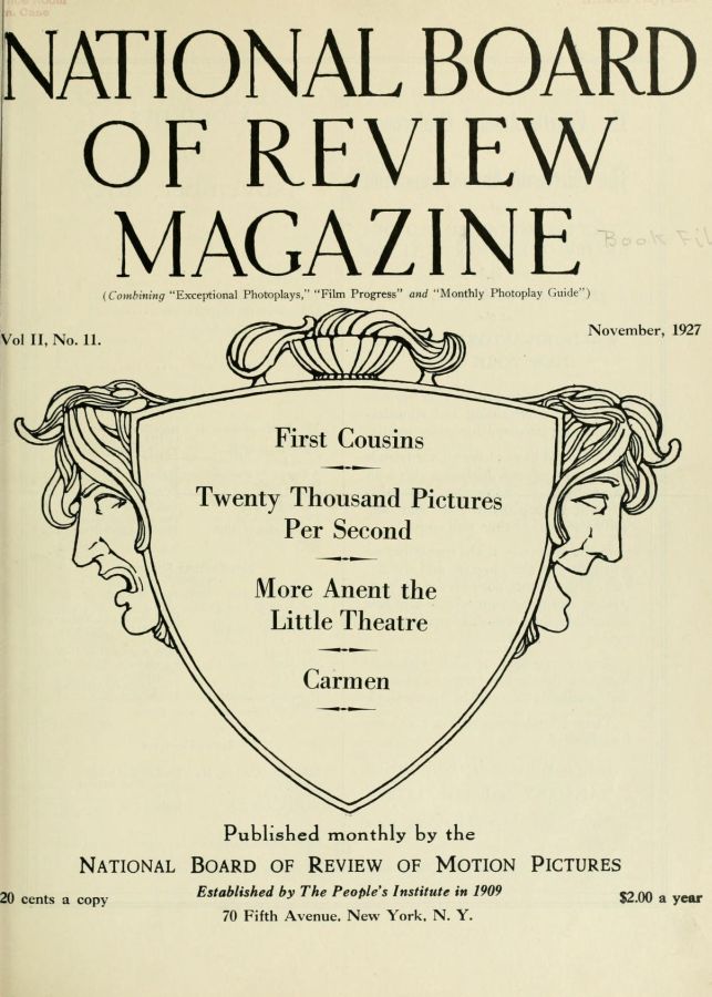 NATIONAL BOARD OF REVIEW MAGAZINE magazine side cover Issue 18 November 1927