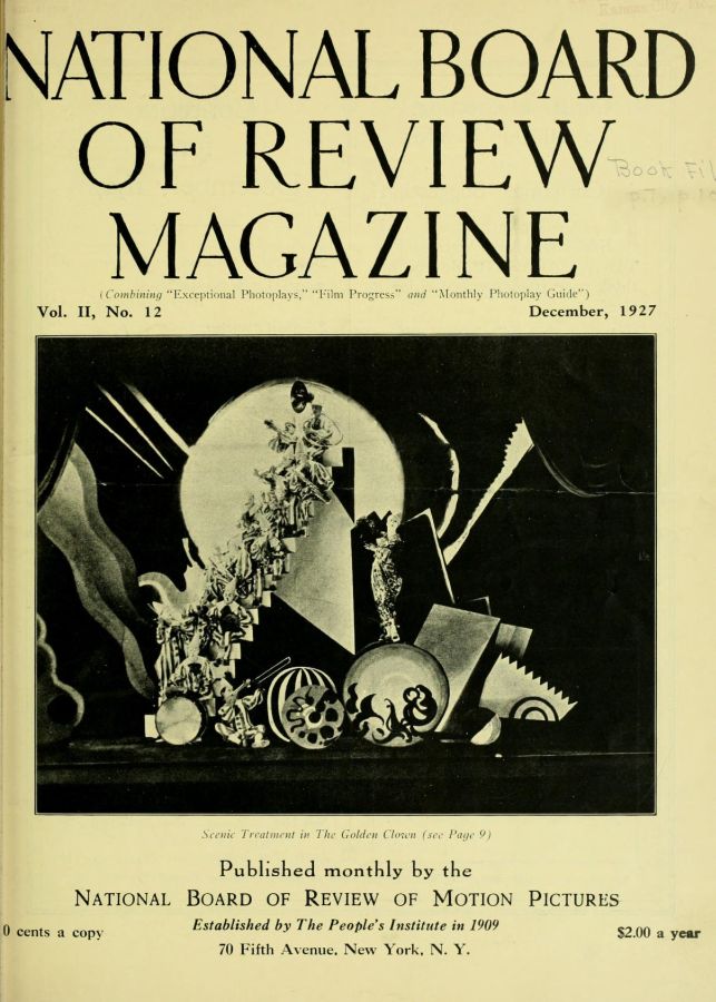NATIONAL BOARD OF REVIEW MAGAZINE magazine side cover Issue 19 December 1927