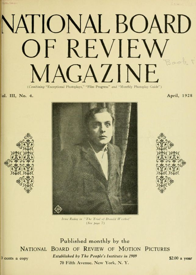 NATIONAL BOARD OF REVIEW MAGAZINE magazine side cover Issue 23 April 1928