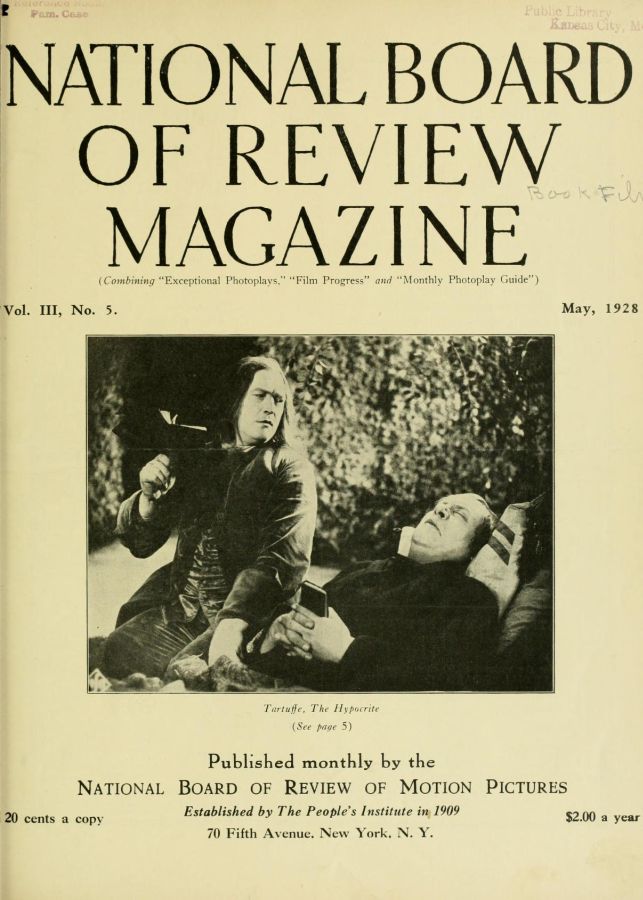 NATIONAL BOARD OF REVIEW MAGAZINE magazine side cover Issue 24 May 1928