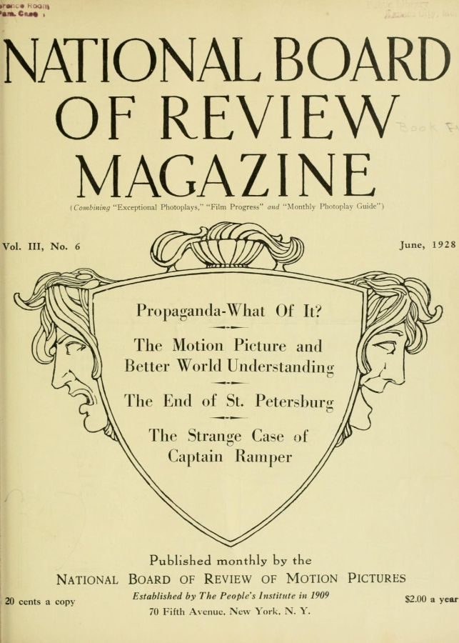 NATIONAL BOARD OF REVIEW MAGAZINE magazine side cover Issue 25 June 1928