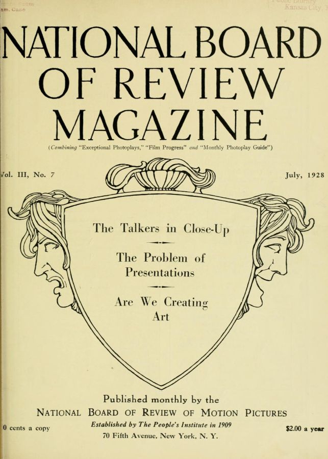 NATIONAL BOARD OF REVIEW MAGAZINE magazine side cover Issue 26 July 1928