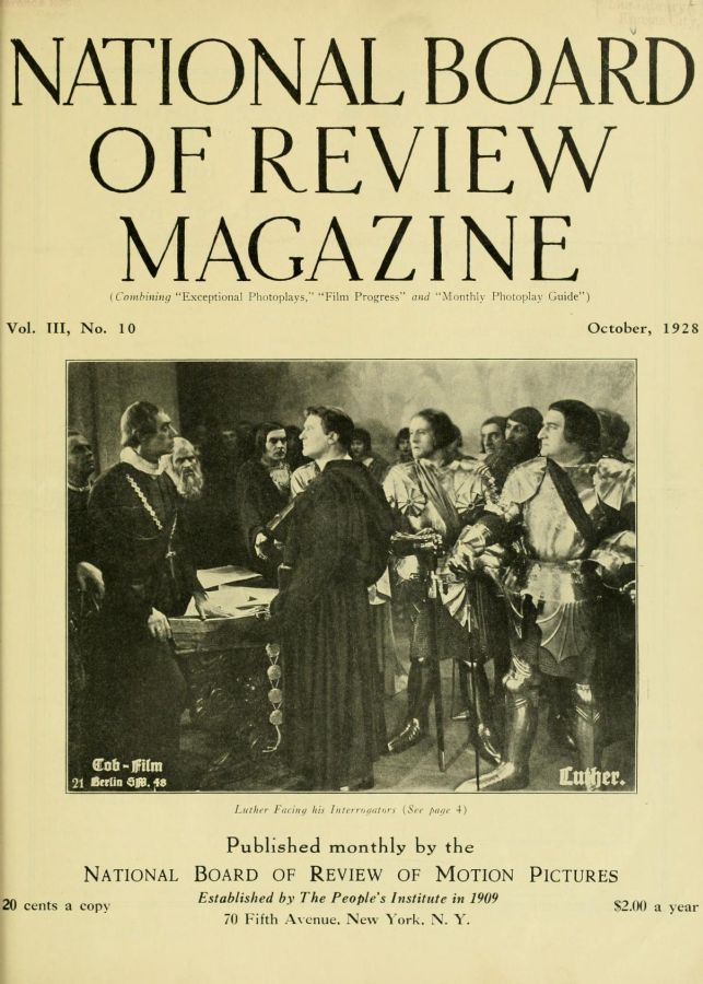 NATIONAL BOARD OF REVIEW MAGAZINE magazine side cover Issue 29 October 1928