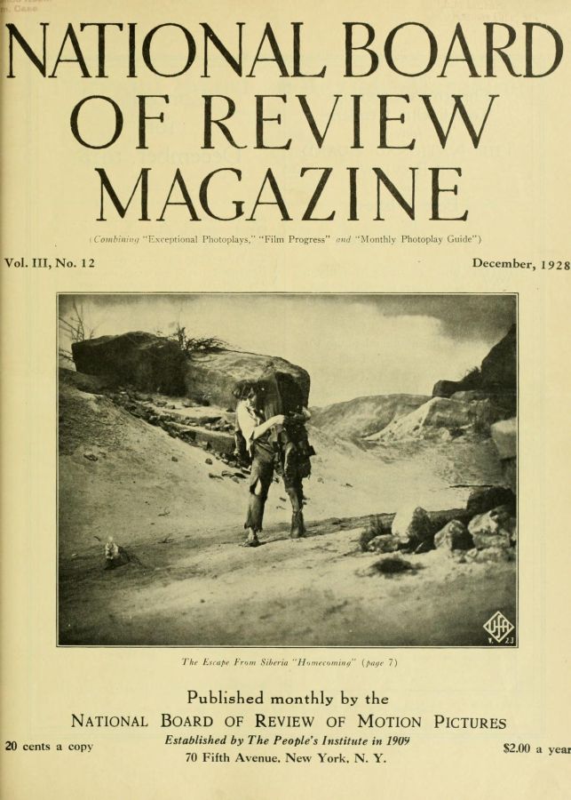 NATIONAL BOARD OF REVIEW MAGAZINE magazine side cover Issue 31 December 1928