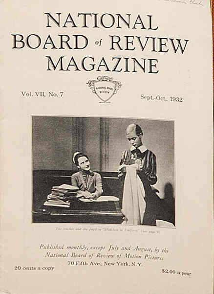 NATIONAL BOARD OF REVIEW MAGAZINE magazine side cover September/October 1932