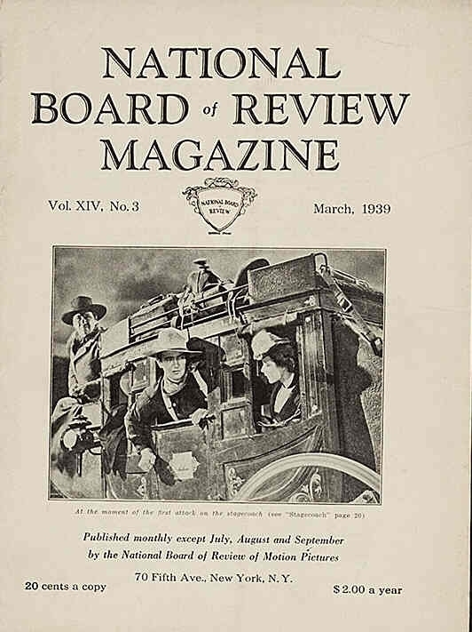 NATIONAL BOARD OF REVIEW MAGAZINE magazine side cover March 1939