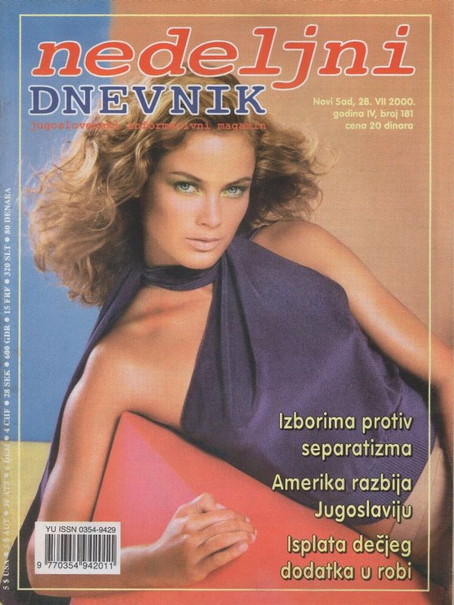 NEDELJNI DNEVNIK magazine side cover Issue 181 28 July 2000