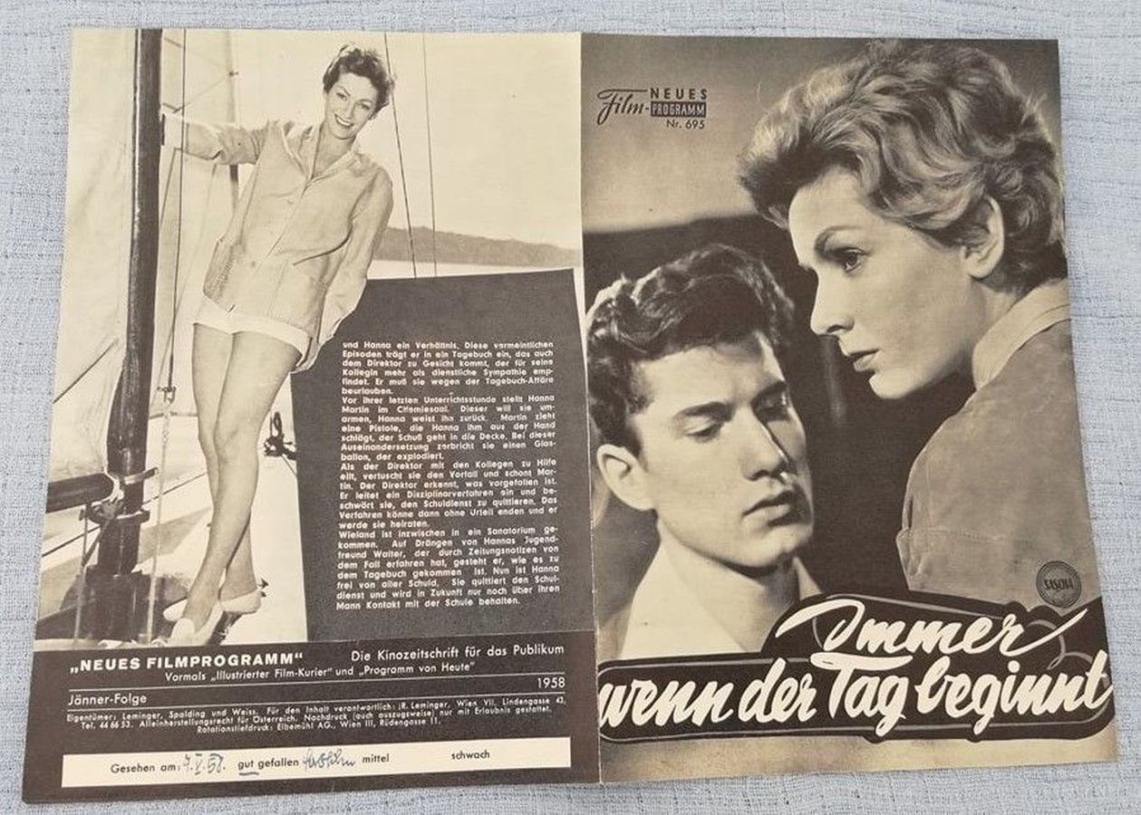 NEUES FILMPROGRAMM magazine side cover Issue 695  January 1958