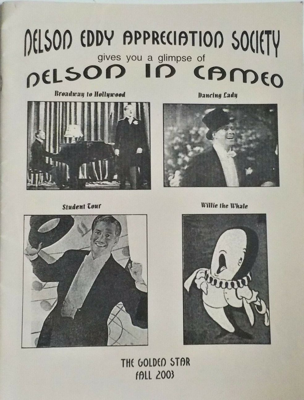 NELSON EDDY APPRECIATION SOCIETY magazine side cover Fall 2003