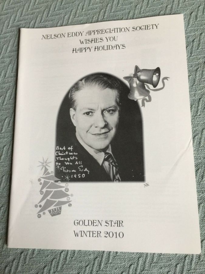 NELSON EDDY APPRECIATION SOCIETY magazine side cover Winter 2010