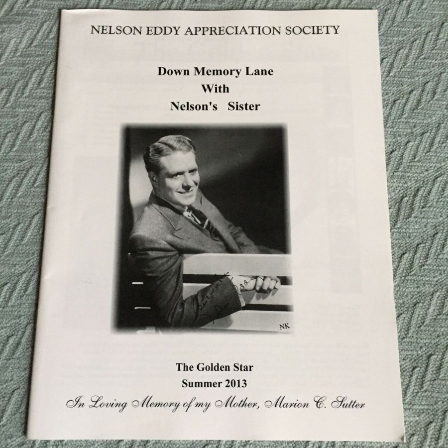 NELSON EDDY APPRECIATION SOCIETY magazine side cover Summer 2013