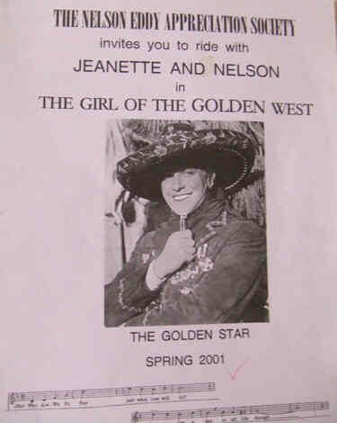 NELSON EDDY APPRECIATION SOCIETY magazine side cover Spring 2001