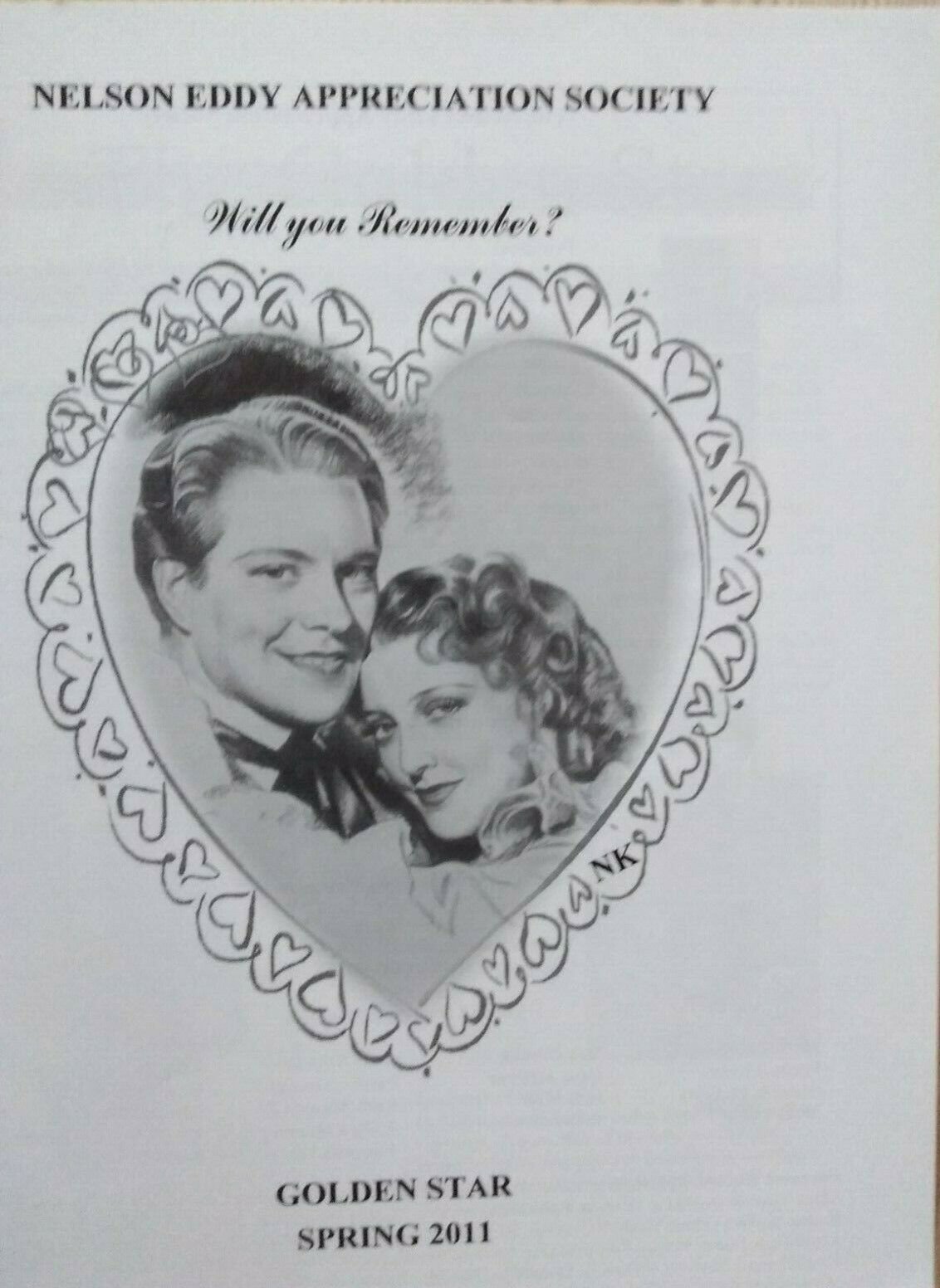 NELSON EDDY APPRECIATION SOCIETY magazine side cover Spring 2011