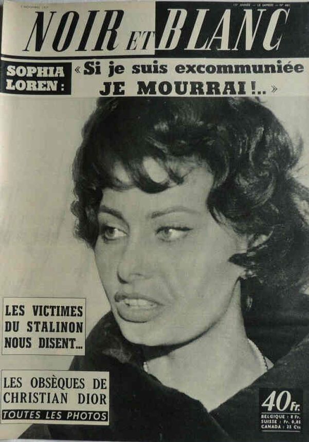 NOIR ET BLANC magazine side cover Issue 661 2 November 1957