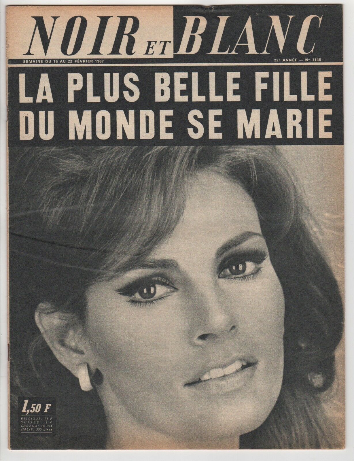 NOIR ET BLANC magazine side cover Issue 1146 16 February 1967