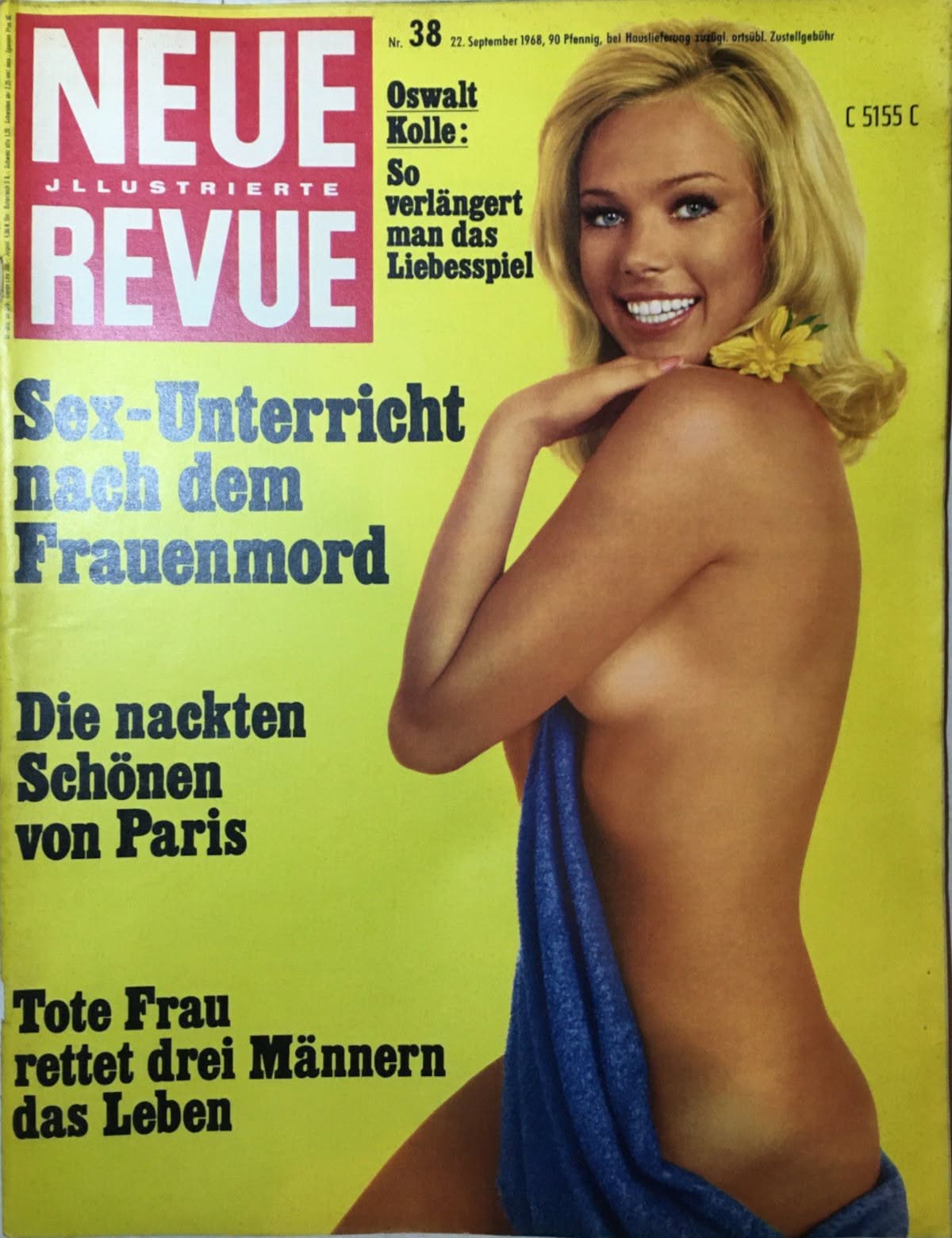 NEUE REVUE magazine side cover Issue 38 22 September 1968