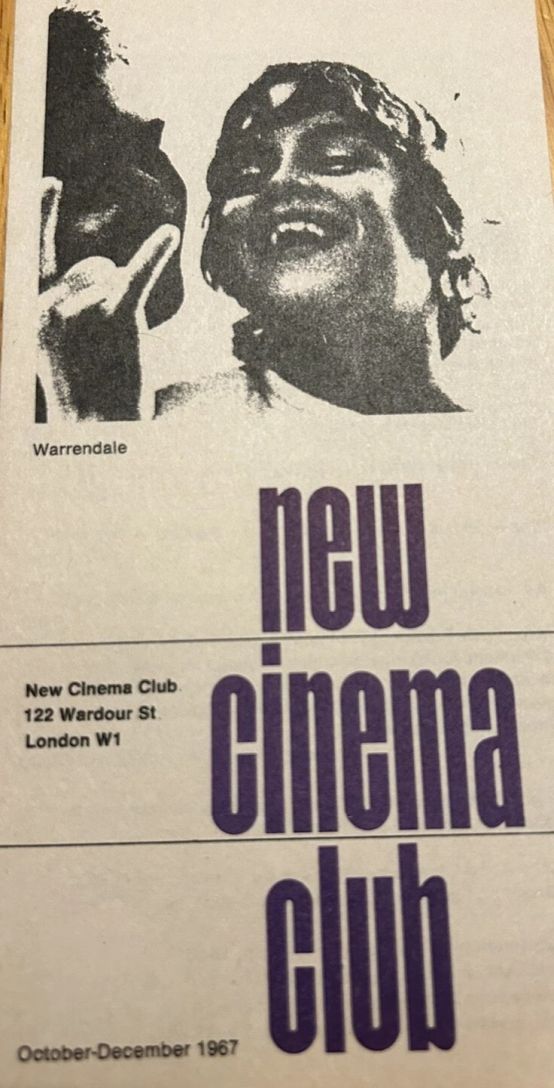NEW CINEMA CLUB magazine side cover  October/December 1967