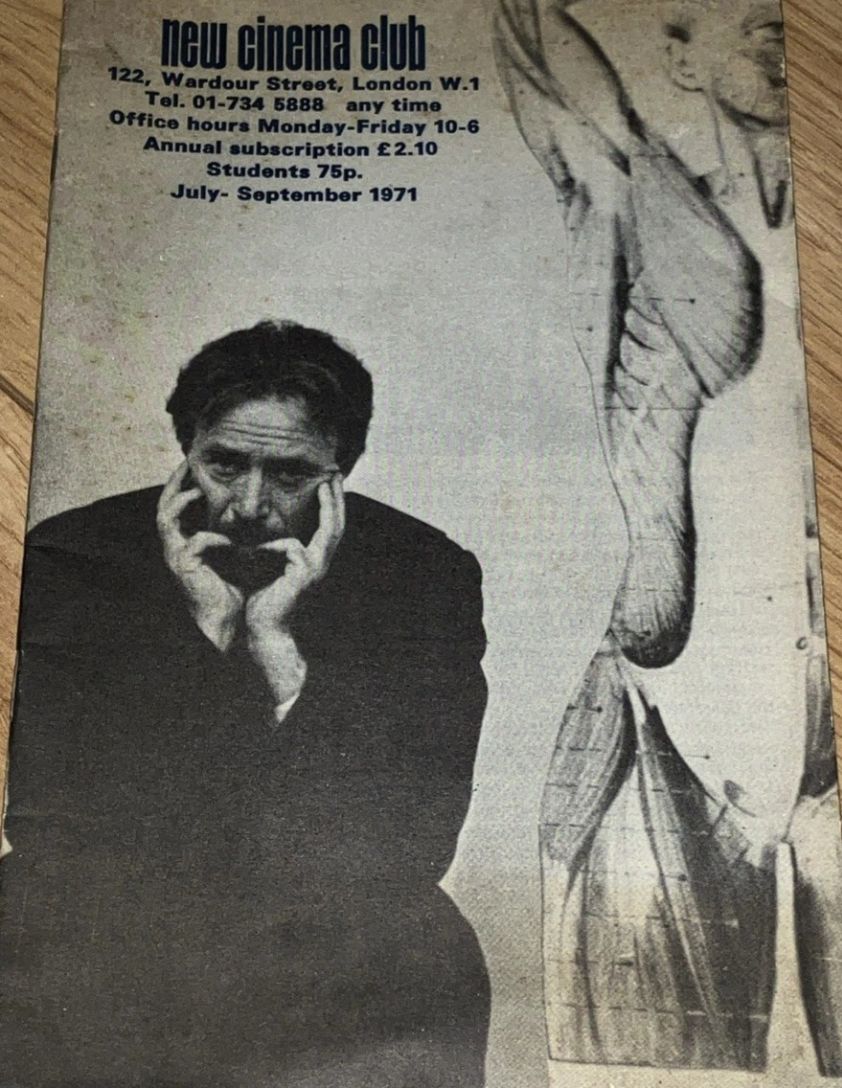 NEW CINEMA CLUB magazine side cover  July/September 1971