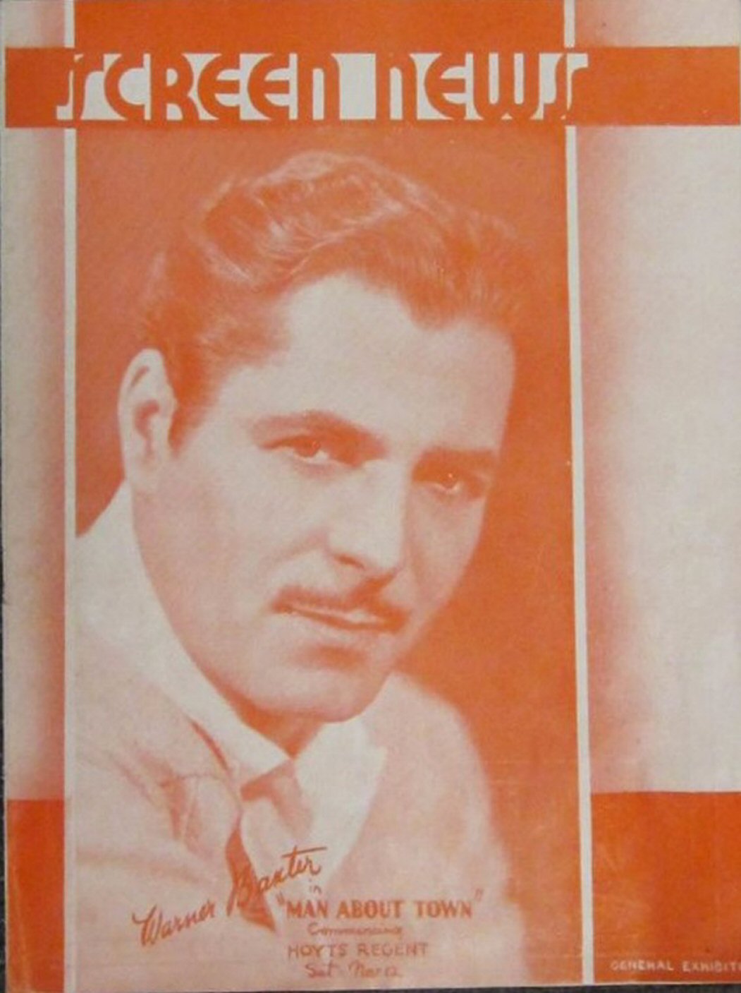 NEW SCREEN NEWS magazine side cover  November 1932
