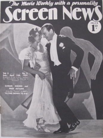 NEW SCREEN NEWS magazine side cover  Vol 3 No 4 14 April 1934