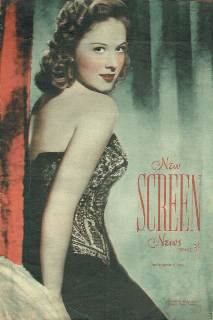 NEW SCREEN NEWS magazine side cover 9 December 1949
