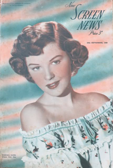 NEW SCREEN NEWS magazine side cover 29 September 1950