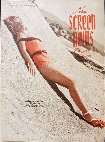 NEW SCREEN NEWS magazine side cover 10 October 1952