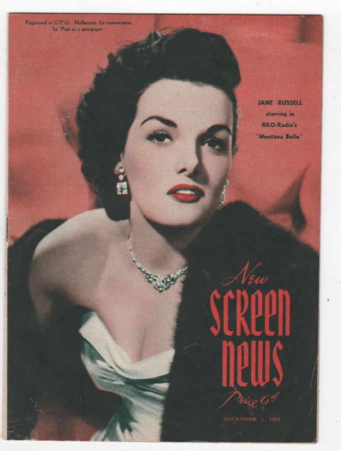 NEW SCREEN NEWS magazine side cover 7 November 1952