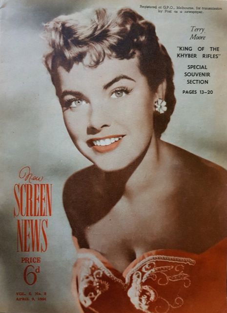 NEW SCREEN NEWS magazine side cover  Vol 8 No  8 9 April 1954