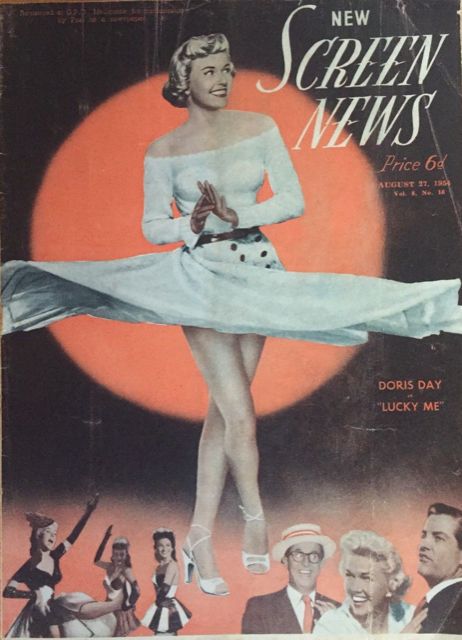 NEW SCREEN NEWS magazine side cover  Vol 8 No  18 27 August 1954