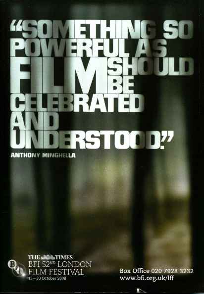 NFT LONDON FILM FESTIVAL GUIDES magazine side cover October 2008
