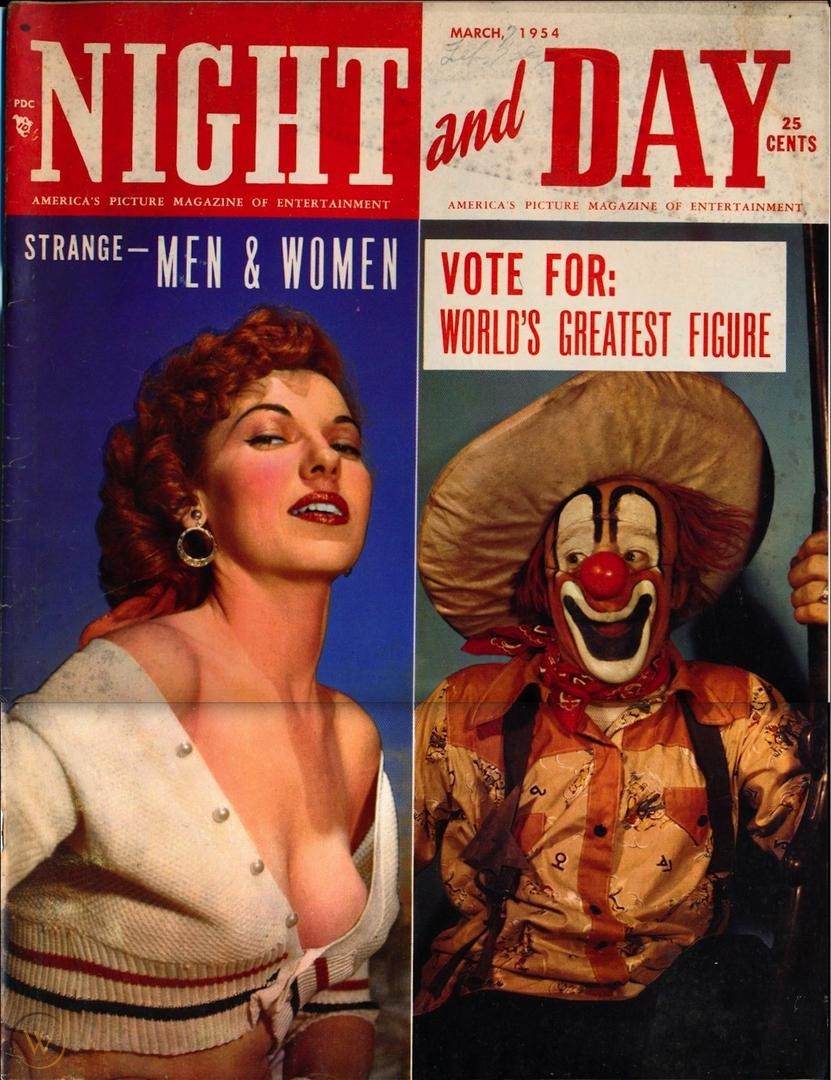 NIGHT AND DAY magazine side cover  March 1954