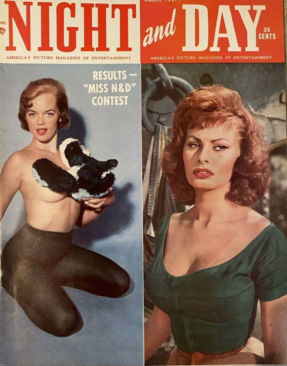 NIGHT AND DAY magazine side cover  March 1957