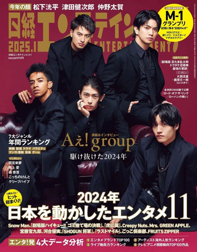 NIKKEI ENTERTAINMENT magazine side cover  January 2025