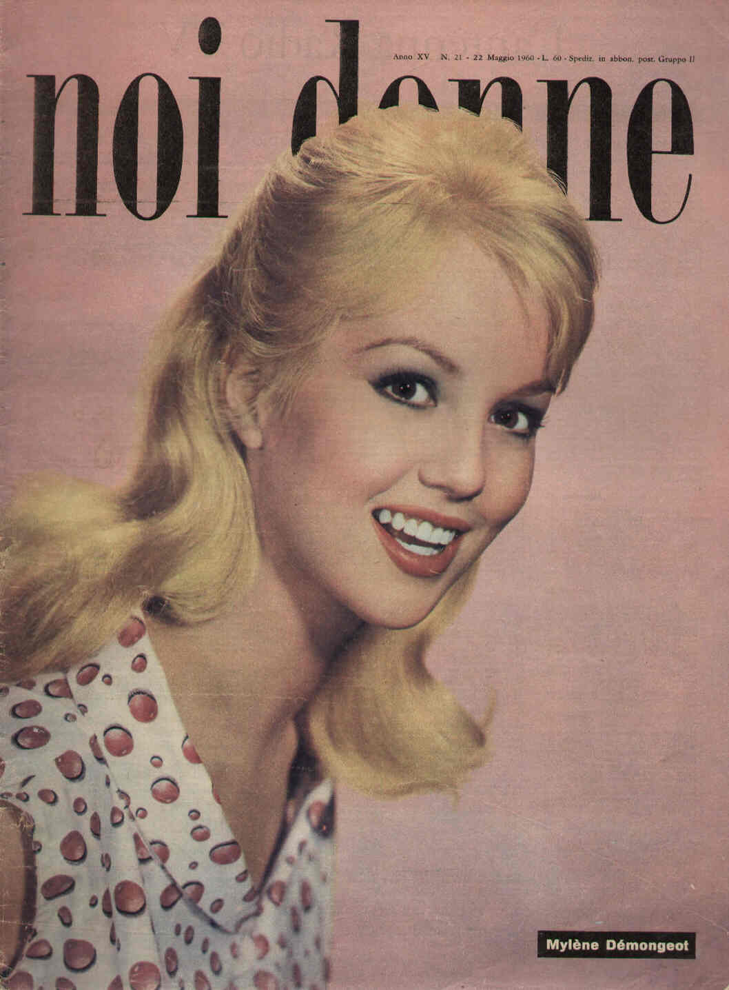 NOI DONNE magazine side cover Issue 21 22 May 1960