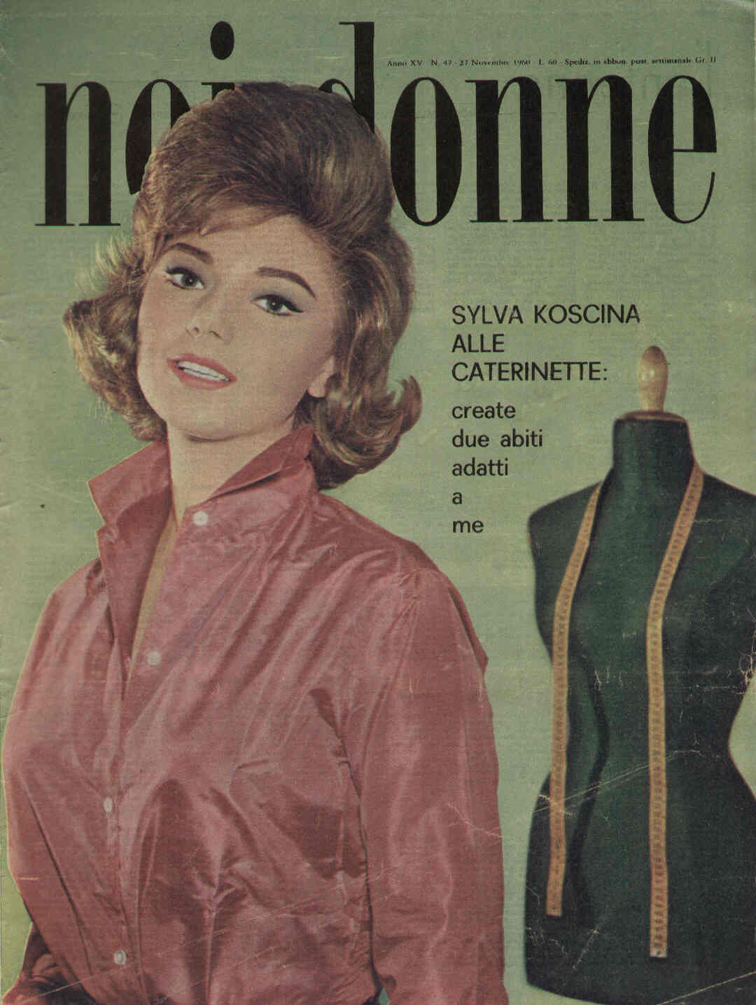 NOI DONNE magazine side cover Issue 47 27 November 1960