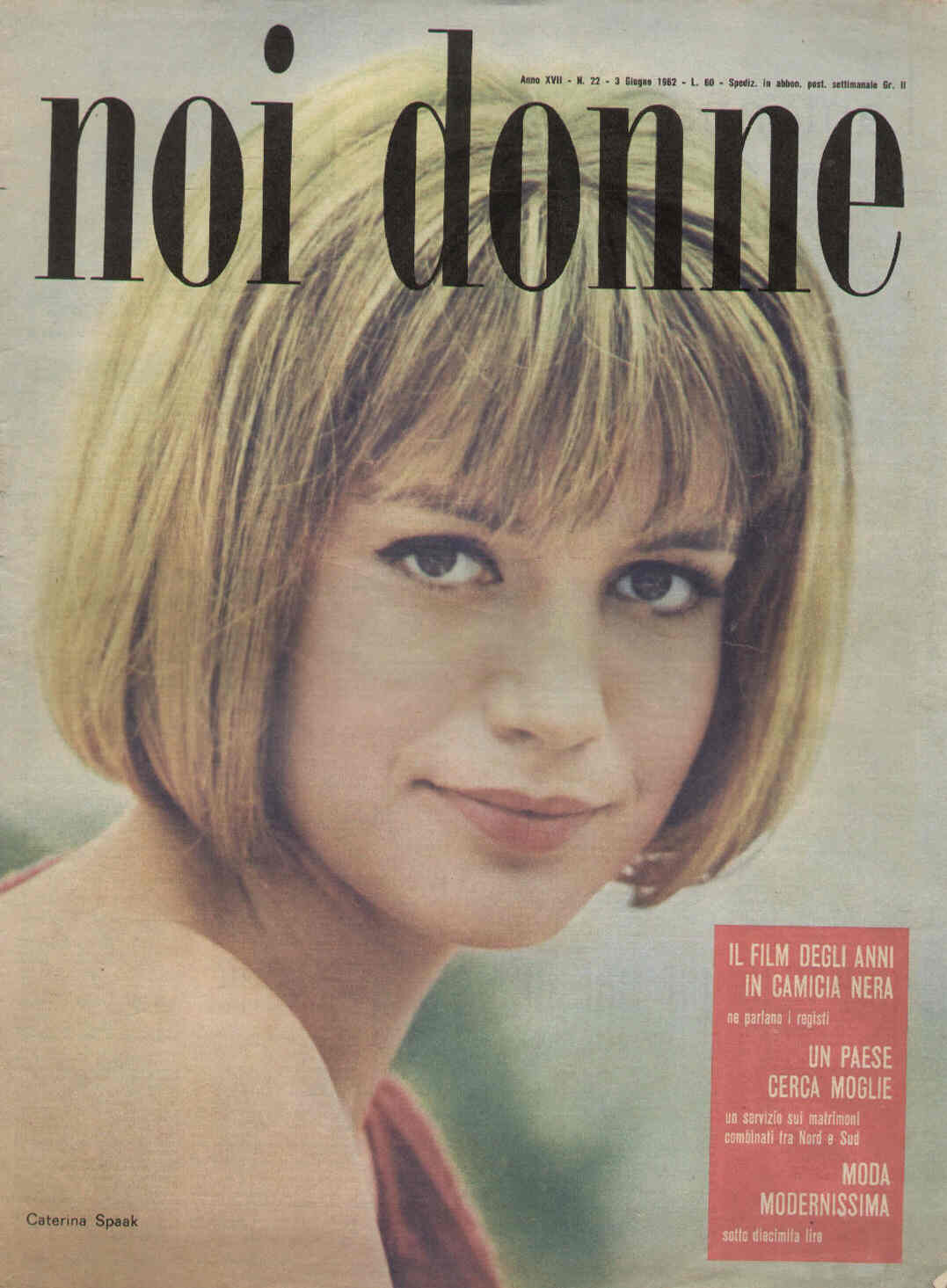 NOI DONNE magazine side cover Issue 22 3 June 1962