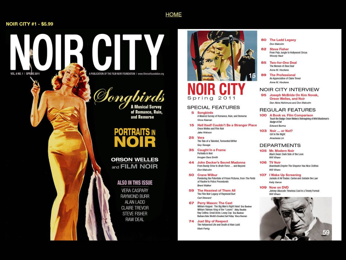 NOIR CITY magazine side cover Issue 1 Spring 2011