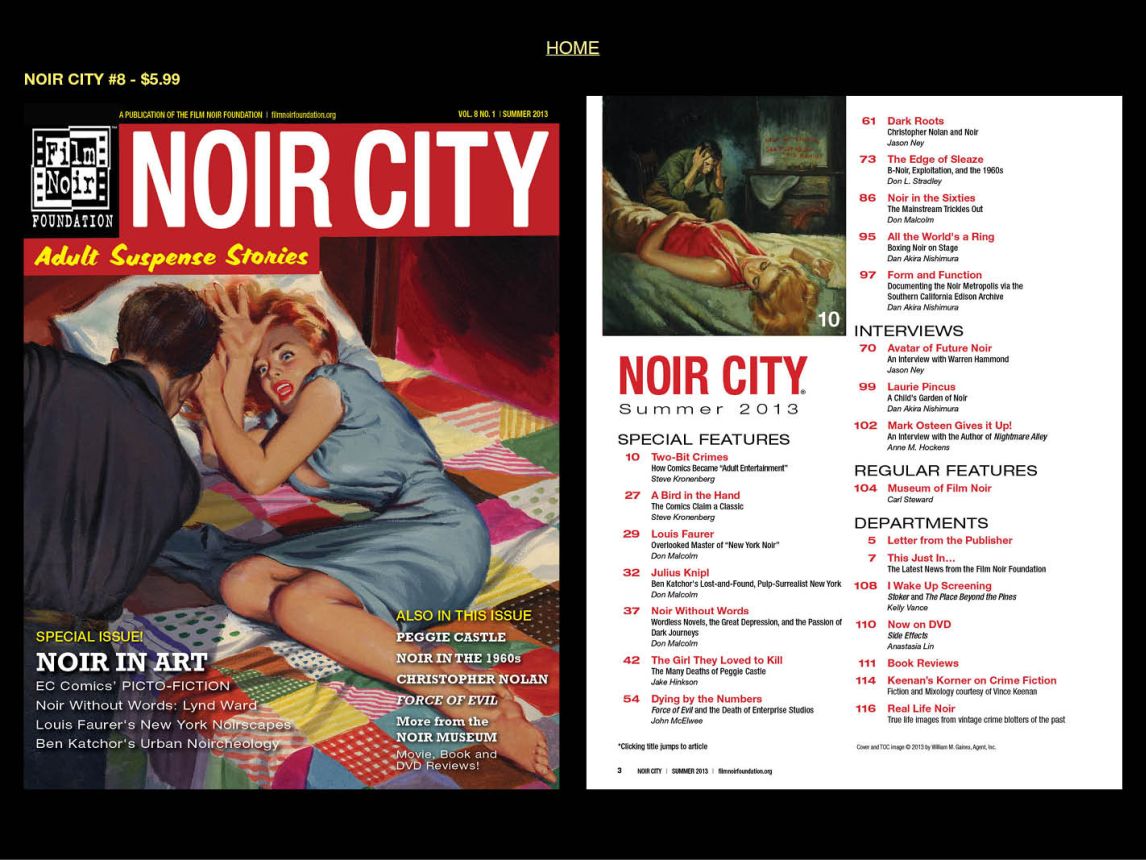 NOIR CITY magazine side cover Issue 8 Summer 2013