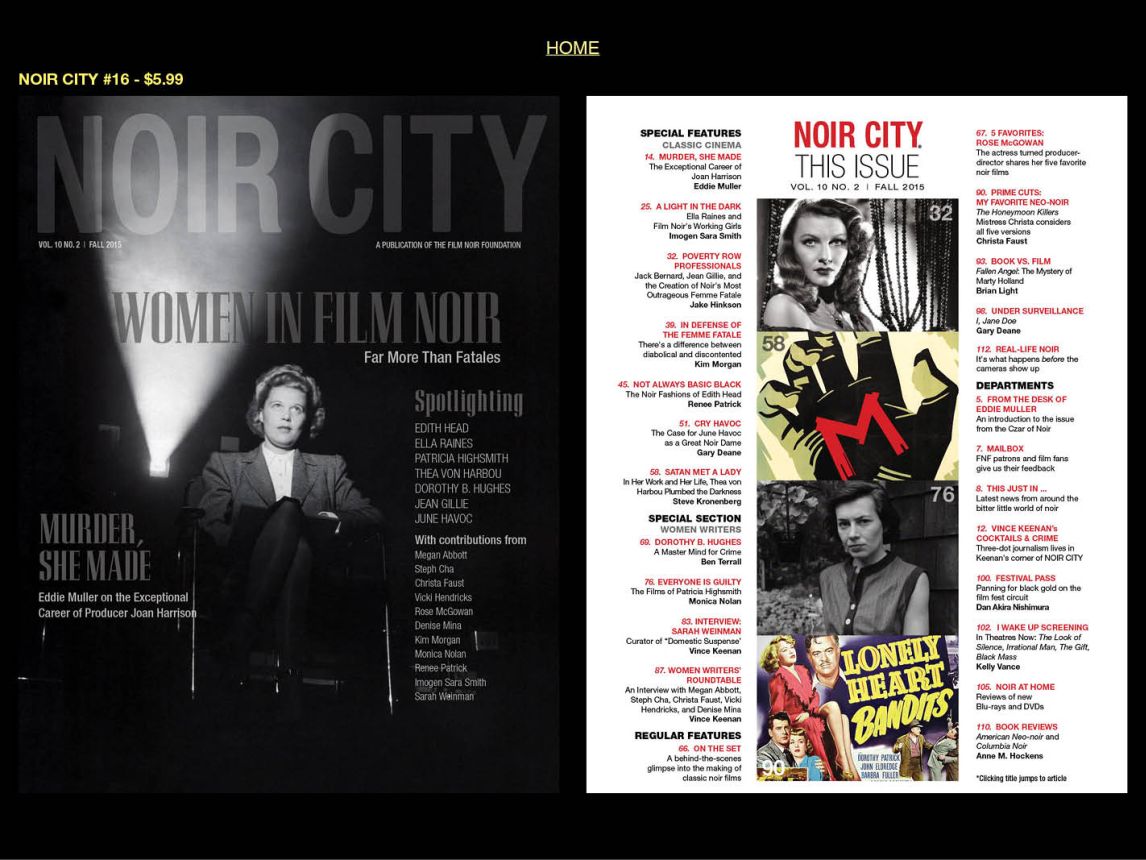 NOIR CITY magazine side cover Issue 16 Fall 2015