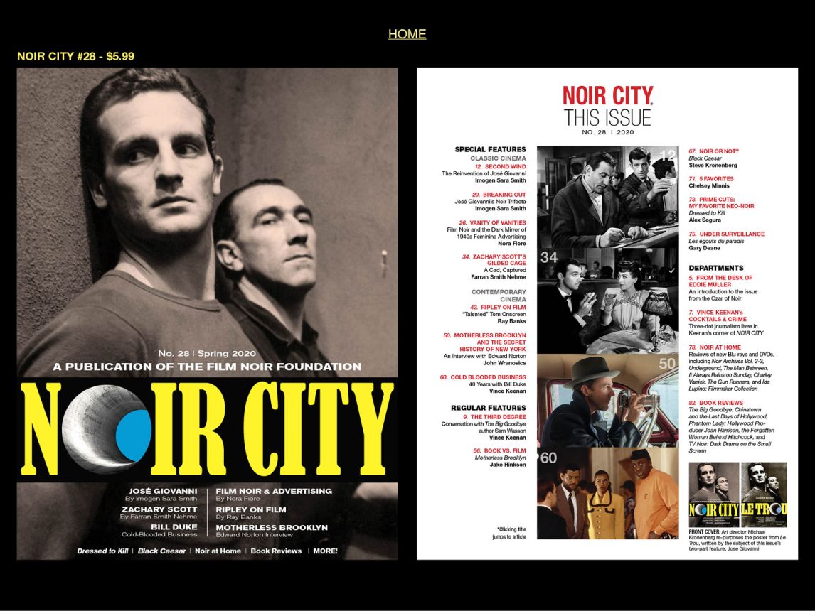 NOIR CITY magazine side cover Issue 28 Spring 2020