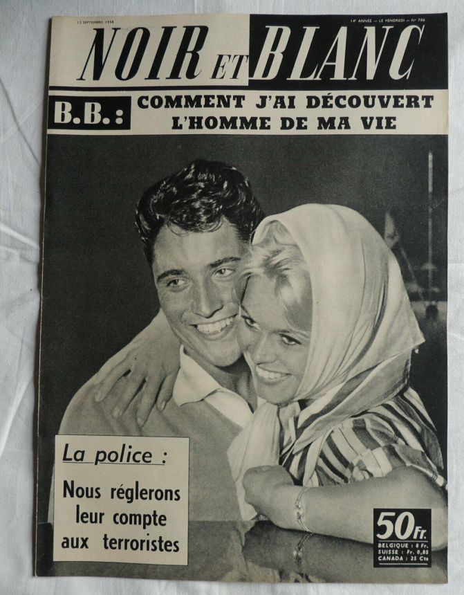 NOIR ET BLANC magazine side cover Issue 706 12 September 1958