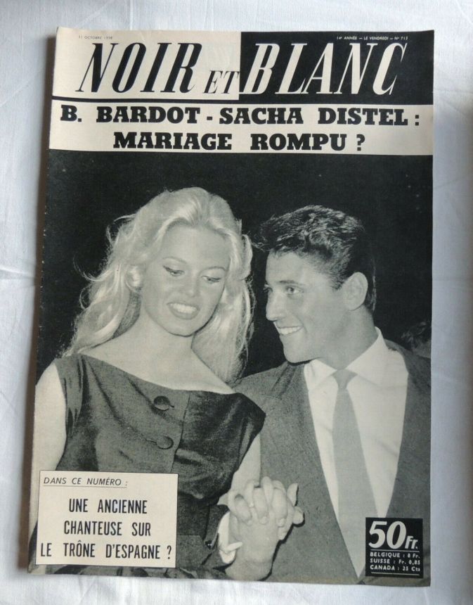 NOIR ET BLANC magazine side cover Issue 713 31 October 1958
