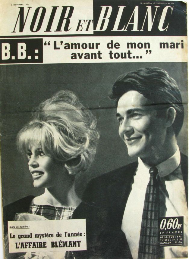 NOIR ET BLANC magazine side cover Issue 809 2 September 1960