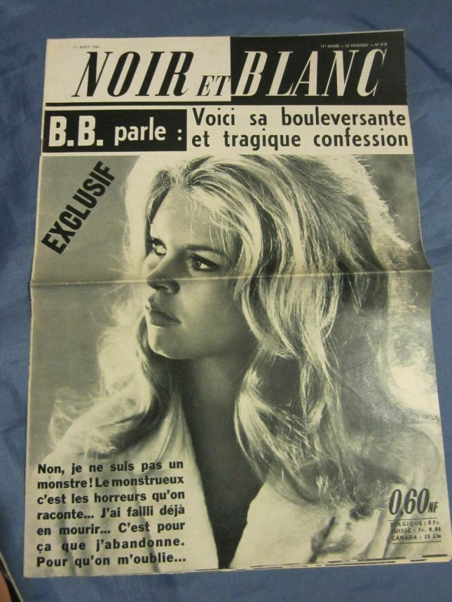 NOIR ET BLANC magazine side cover Issue 858 11 August 1961