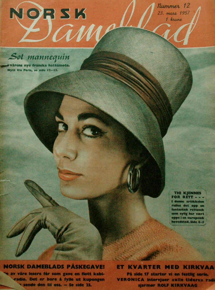 NORSK DAMEBLAD magazine side cover Issue 12 23 March 1957
