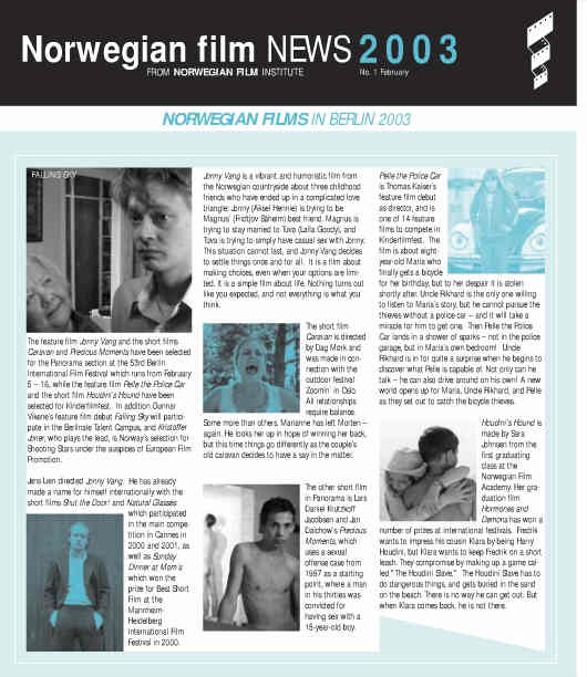 NORWEGIAN FILM NEWS magazine side cover February 2003