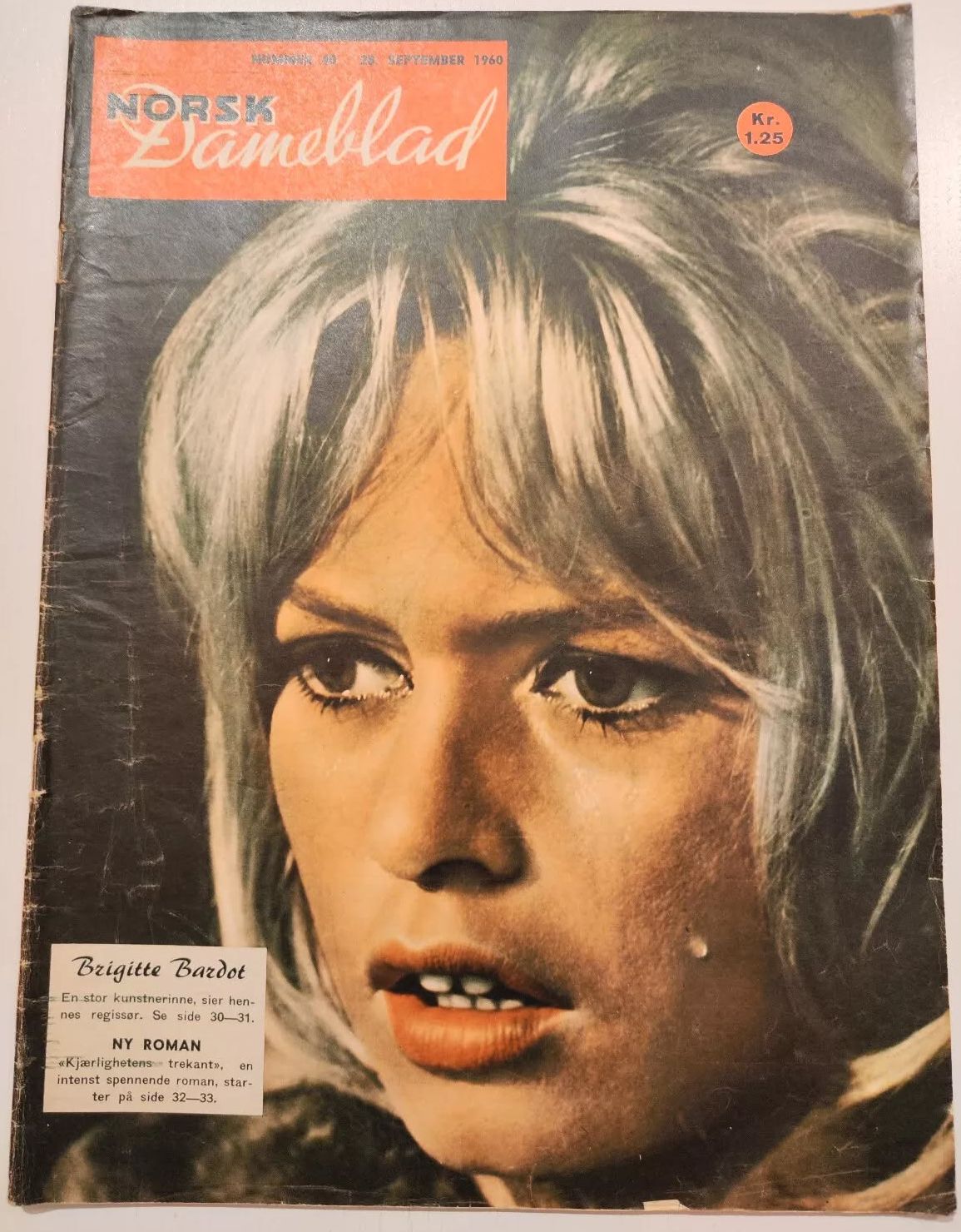 NORSK DAMEBLAD magazine side cover 28 September 1960