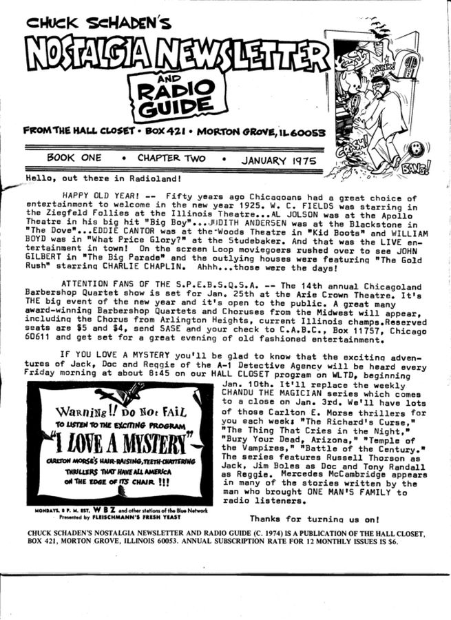 NOSTALGIA DIGEST magazine side cover Issue 2 January 1975