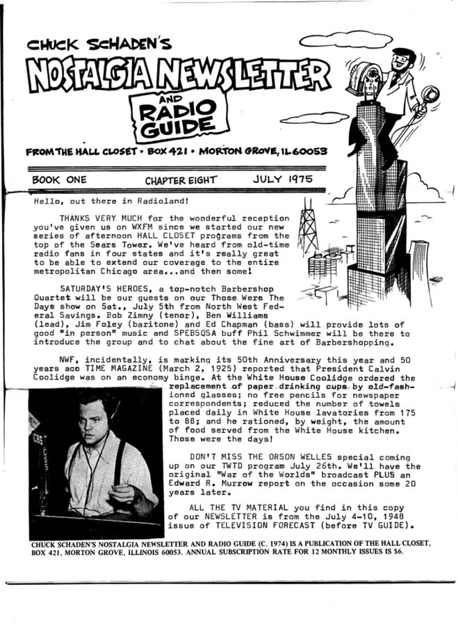 NOSTALGIA DIGEST magazine side cover Issue 8 July 1975